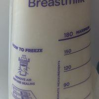 Frozen breast milk, healthy baby and mom